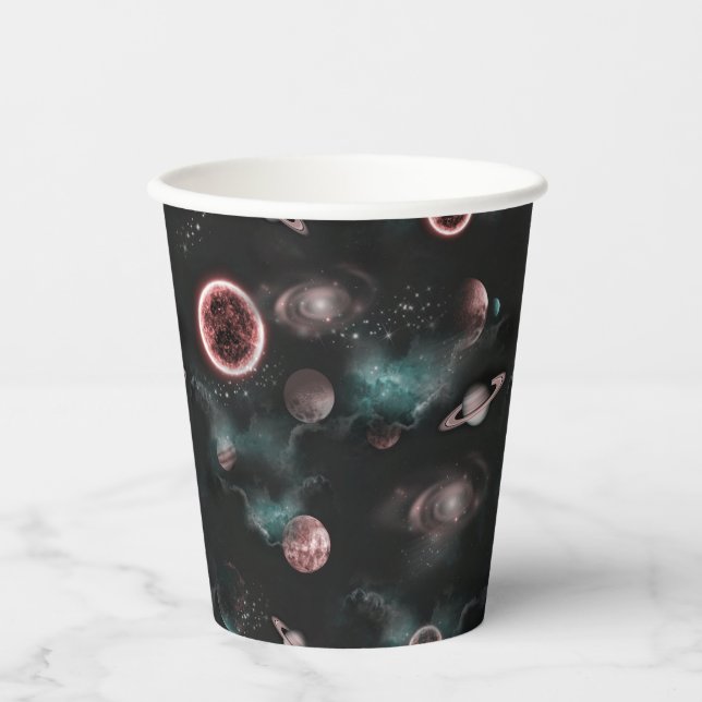 Gobelets En Papier Motif spatial  (Recto)