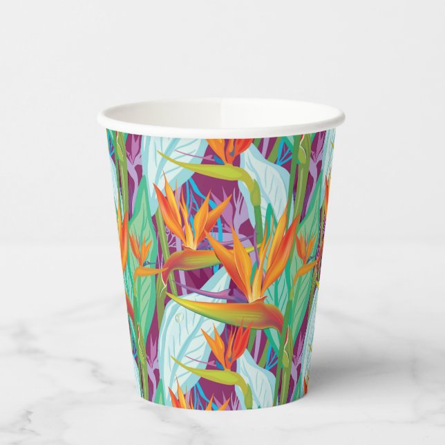 Gobelets En Papier Motif Strelitzia (Gauche)