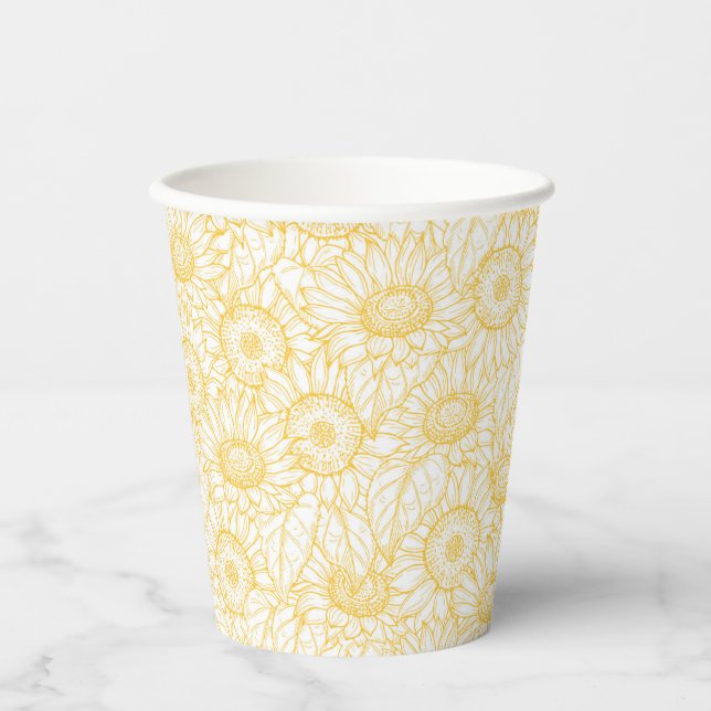 Gobelets En Papier Motif Sunny Sunflower (Recto)