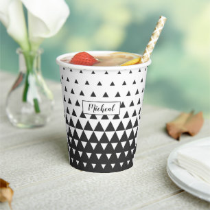 Gobelets En Papier Motif triangle noir blanc Formes géométriques