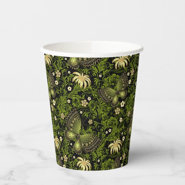 Gobelets En Papier Motif vert du printemps (Gauche)