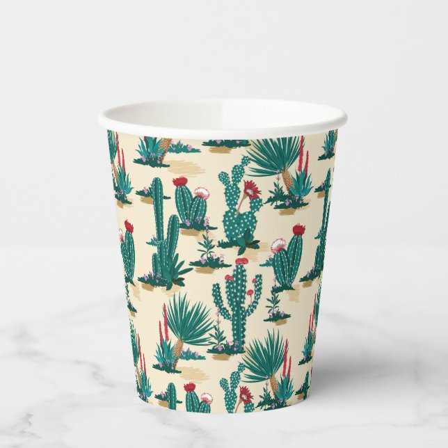 Gobelets En Papier Motif vert et rouge Cactus (Gauche)