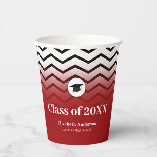 Gobelets En Papier Motif Zigzag Dégradé Rouge Diplôme 