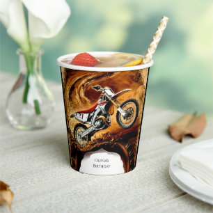 Gobelets En Papier Moto colorée Off Road pour enfants anniversaire