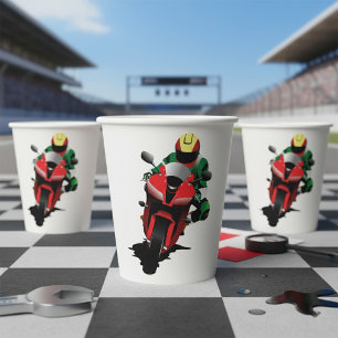 Gobelets En Papier Motorcycliste équitation Red Sportbike