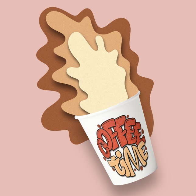 Gobelets En Papier Mots de calligraphie du temps du café (Créateur téléchargé)