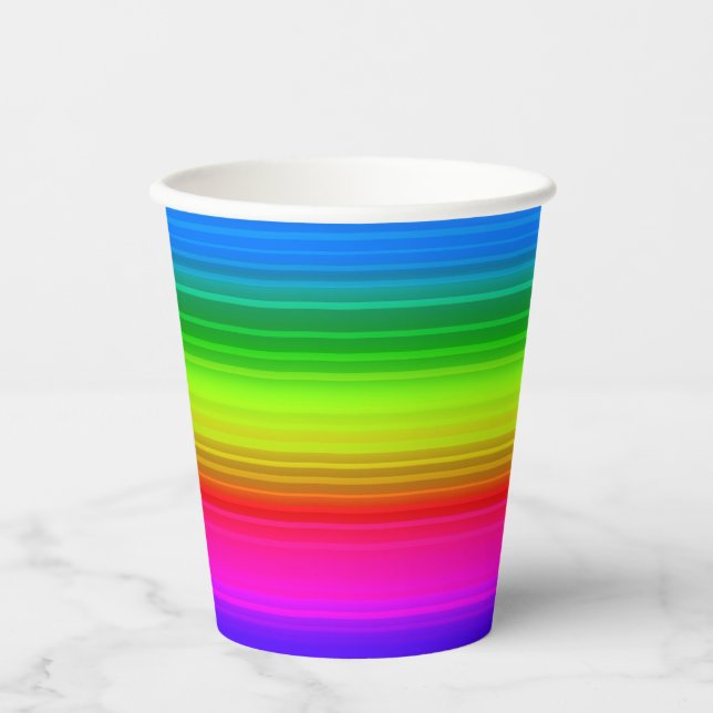 Gobelets En Papier Multicolore, arc-en-ciel (Recto)