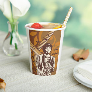 Gobelets En Papier Musicien de jazz avec saxophone