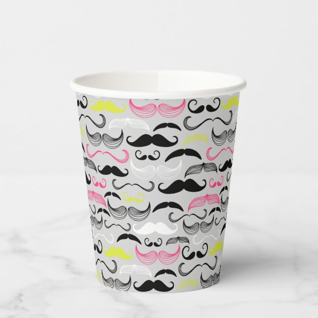 Gobelets En Papier Mustache motif, style rétro (Gauche)