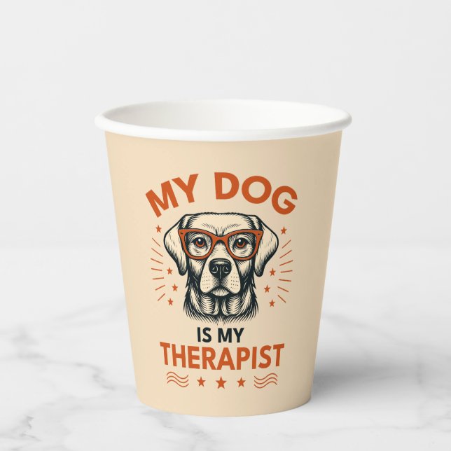 Gobelets En Papier My dog is my therapist (Recto)