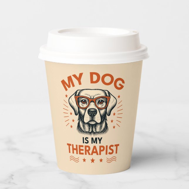Gobelets En Papier My dog is my therapist (Recto)