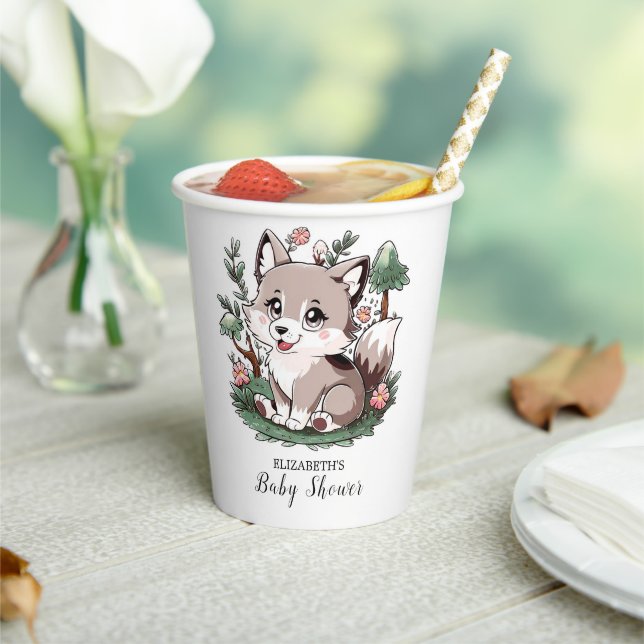 Gobelets En Papier Mystical Pretty Wolf Baby shower (Insitu)