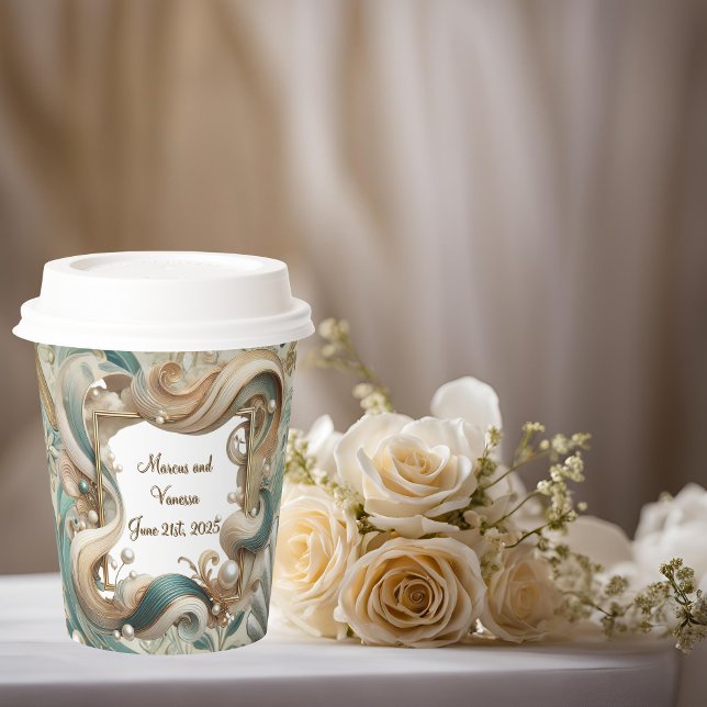 Gobelets En Papier Nautica Pearl Coast Elegance Paper Cup Avec Lid (Créateur téléchargé)