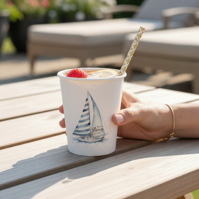 Gobelets En Papier Nautical fun  "Nauti-Bouy" Sailboat baby shower (Créateur téléchargé)