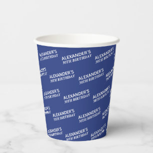 Gobelets En Papier Navy Blue 30e Anniversaire Nom