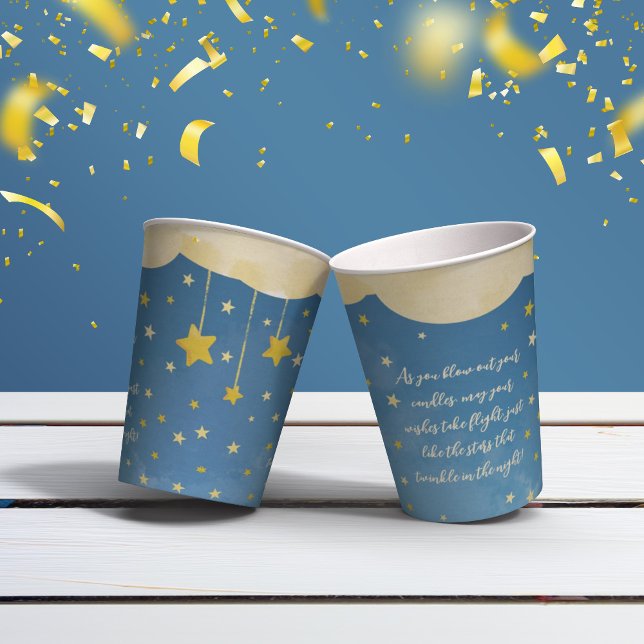 Gobelets En Papier Navy Blue Gold Twinkle Little Star Paper cup (Créateur téléchargé)