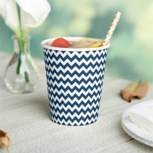 Gobelets En Papier Navy Zigzag, Navy Chevron, Motif géométrique