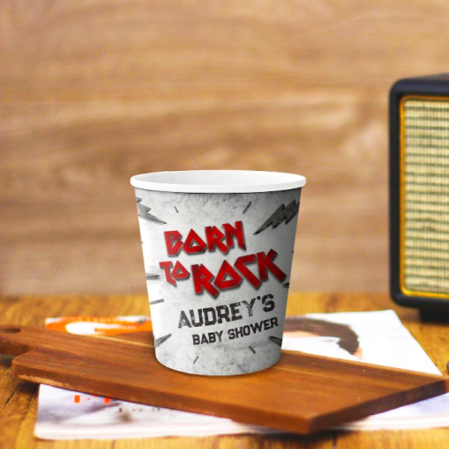 Gobelets En Papier Né à Rock - Baby shower (Créateur téléchargé)