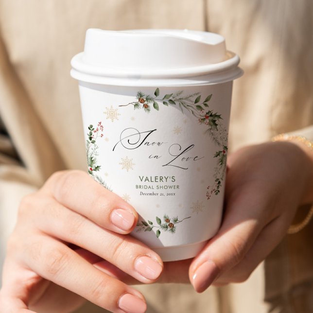 Gobelets En Papier Neige d'amour Shower de Mariée d'Hiver (Créateur téléchargé)