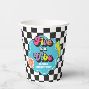 Gobelets En Papier Neon 90s Rétro Five est une ambiance 5e Anniversai