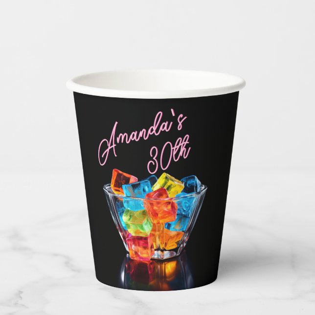 Gobelets En Papier Neon Blacklight Jelly Shots Cocktail Anniversaire (Recto)