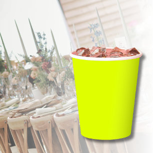 Gobelets En Papier Neon Chartreuse couleur solide Couleur tendance