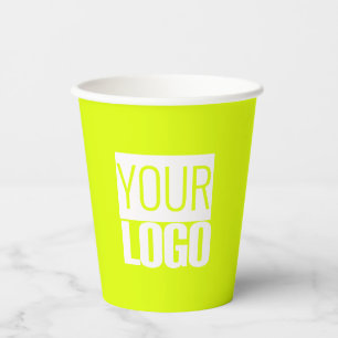 Gobelets En Papier néon jaune - ajouter des tasses en papier en gras
