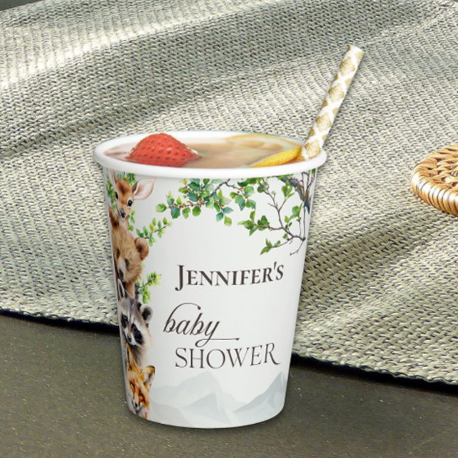 Gobelets En Papier Neutral Woodland Wildlife Baby Shower Party Drink (Créateur téléchargé)