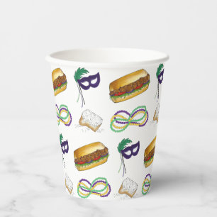 Gobelets En Papier New Orleans Mardi Gras Beignet Beads Mask Po'Boy