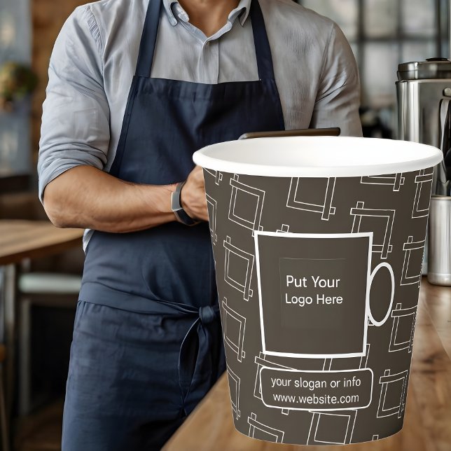 Gobelets En Papier New Paper Cups Business Logo Branded Rustic Kraft (Créateur téléchargé)