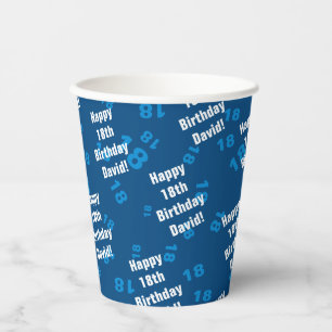 Gobelets En Papier N'importe quel âge et nom anniversaire heureux per