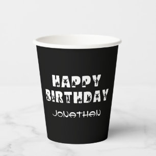 Gobelets En Papier Ninja Warriors Kids Black and White Birthday Party