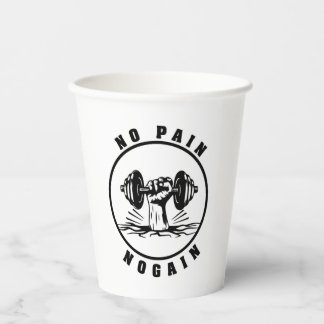Gobelets En Papier No Pain No Gain Paper Cups for fitness lovers