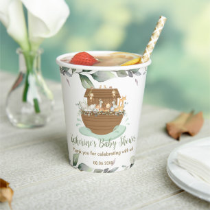 Gobelets En Papier Noah's Ark Greenery Baby shower Baptême Anniversai