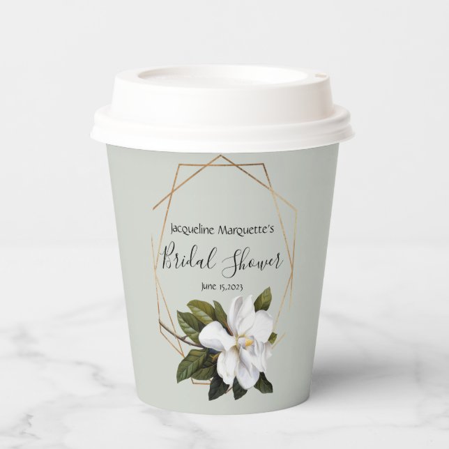 Gobelets En Papier Noce de Magnolia avec Or et Sauge (Recto)