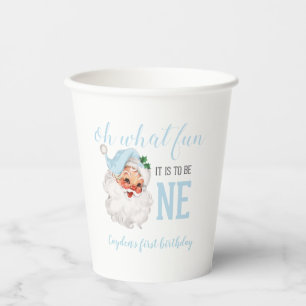 Gobelets En Papier Noël Blue Père Noël premier anniversaire