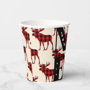 Gobelets En Papier Noel Buffalo Moose Plaid