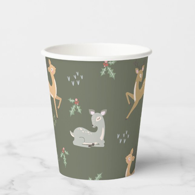Gobelets En Papier Noël Cerf Motif sans couture (Recto)