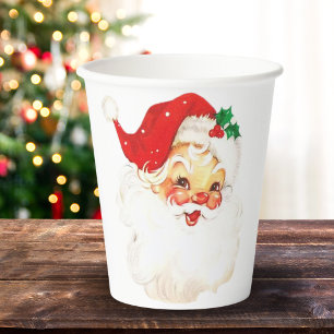 Gobelets En Papier Noël classique du Père Noël Vintage du milieu du s