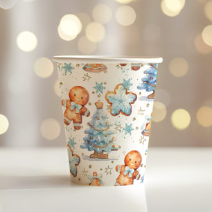 Gobelets En Papier Noël Cookie pain d'épices homme bleu garçon annive