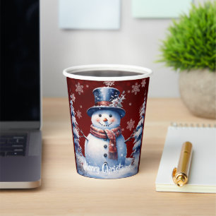 Gobelets En Papier Noël de la forêt d'hiver Red