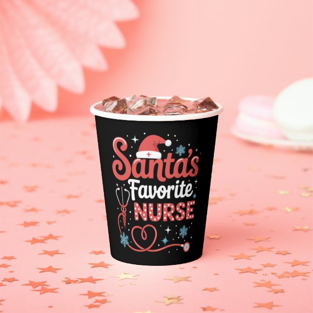 Gobelets En Papier Noël de l'infirmière préférée de Santa  (Insitu)