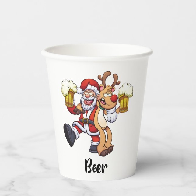 Gobelets En Papier Noël de père Noël Beer Reindeer (Recto)
