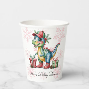 Gobelets En Papier Noël Dino Bleu et Garçon Baby Shower Cadeaux