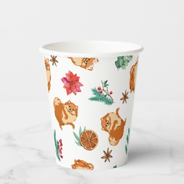 Gobelets En Papier Noël du chien mignon (Recto)