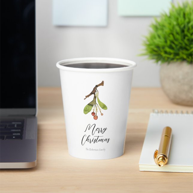 Gobelets En Papier Noël élégant de Mistletoe (Insitu)