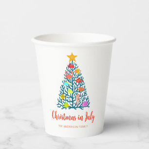 Gobelets En Papier Noël en juillet Arbre tropical de corail sous-mari