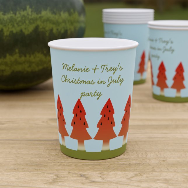 Gobelets En Papier Noël en juillet Été BBQ Party tasses papier (🍉Watermelon tree paper cup perfect for your Christmas in July party (or the one in December) 🍉)