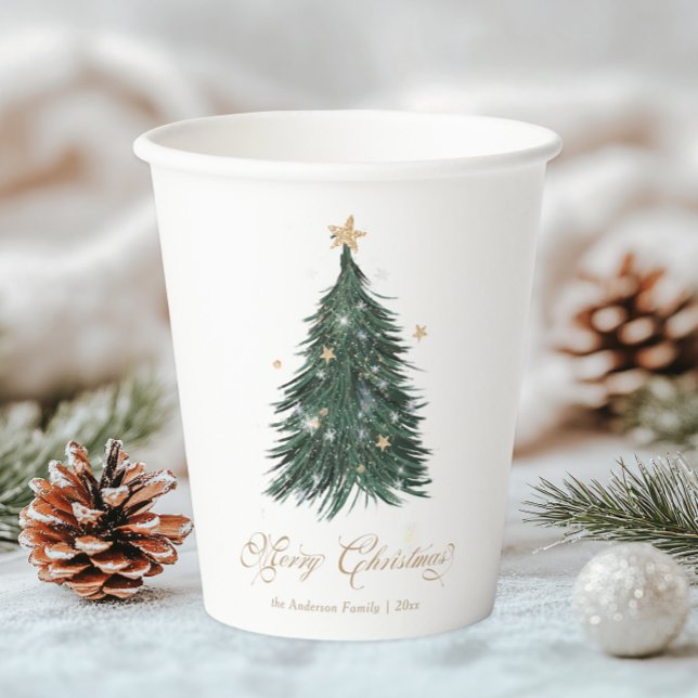 Gobelets En Papier Noël en or blanc classique (Créateur téléchargé)
