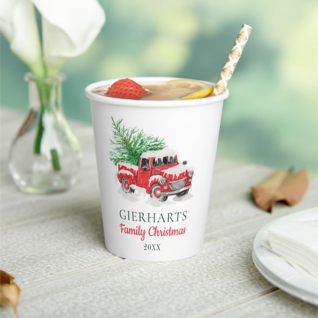 Gobelets En Papier Noël Famille Réunion Truck Rouge (Insitu)